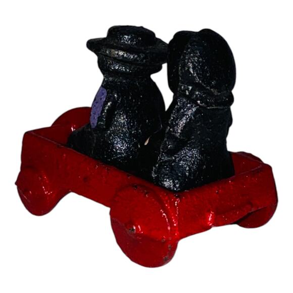 Vintage Cast Iron Amish Boy Girl Red Wagon 1997 John Wright Figurines  A929 - Picture 5 of 10